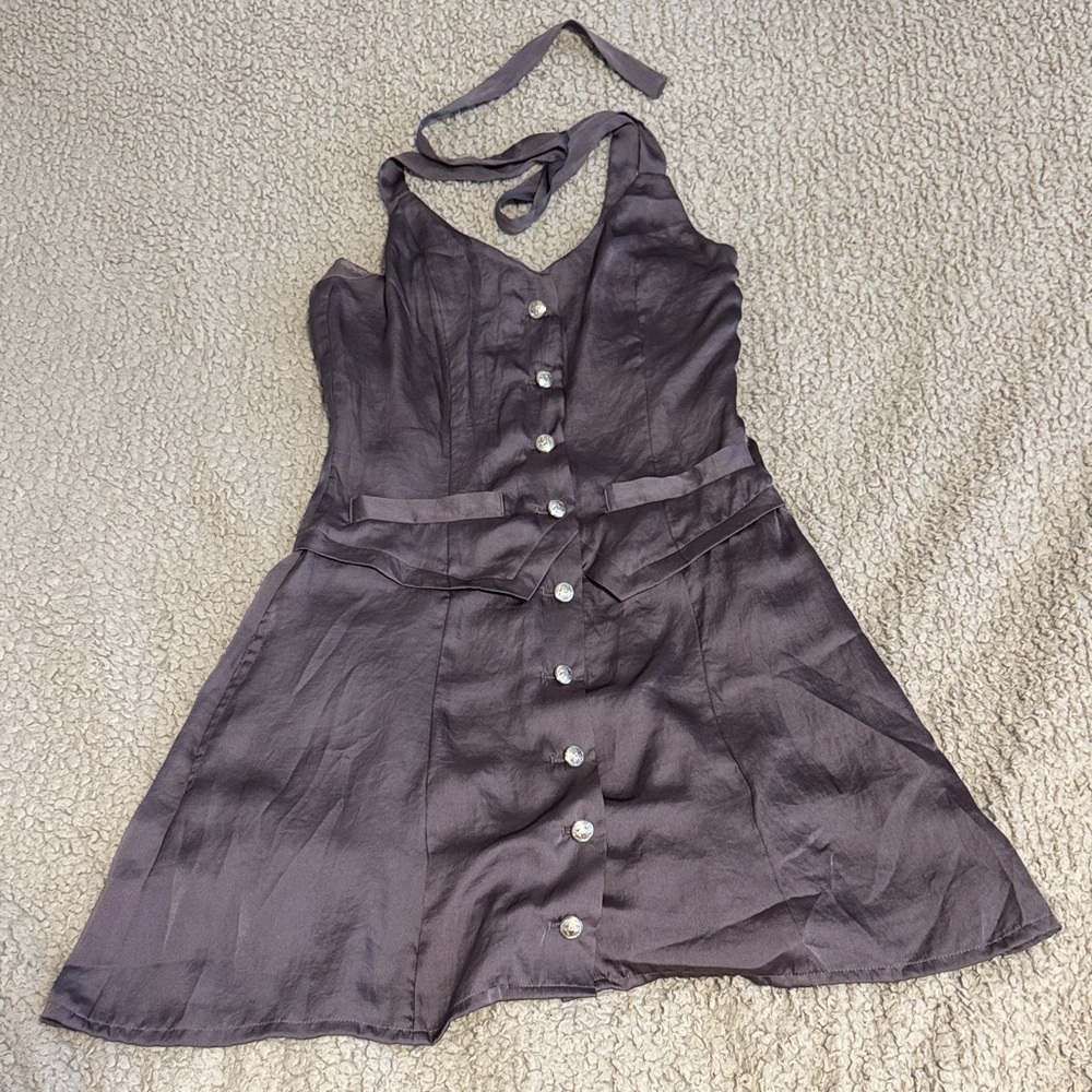 Elegant Purple Button-Down Dress